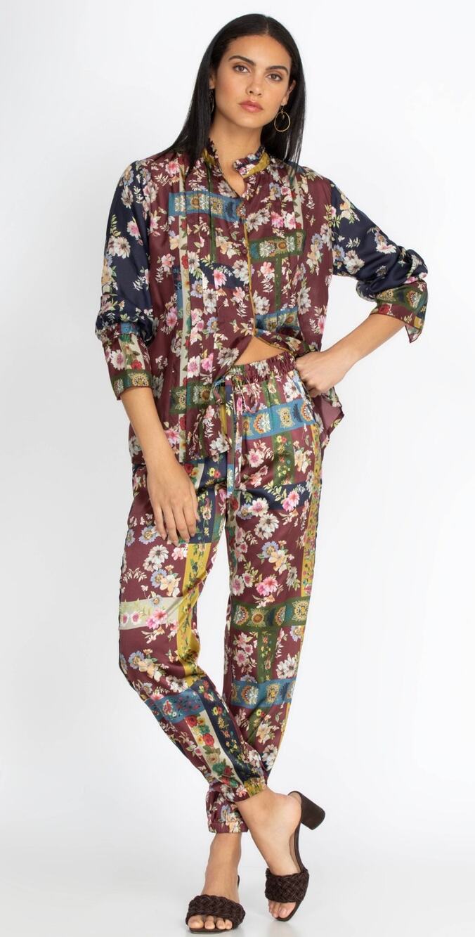 Johnny Was Silk Boho Laurie Presley Jogger Floral Multicolor Size Small